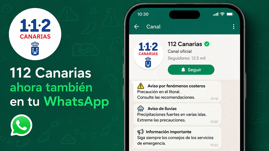 112 Canarias lanceert WhatsApp-dienst voor nood- en weerswaarschuwingen